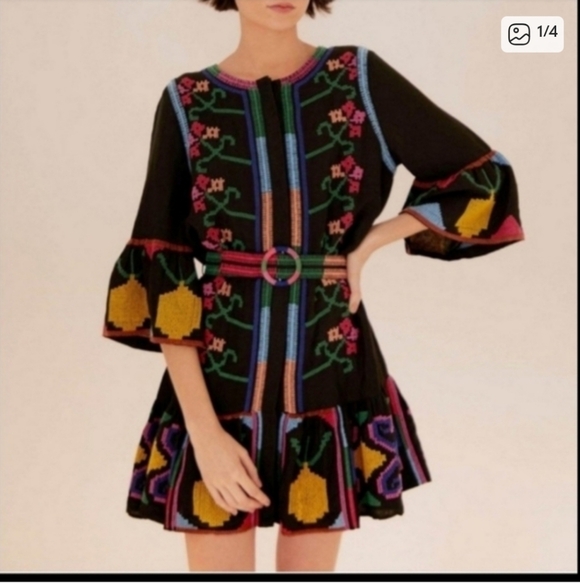 Farm Rio Cross Stitch Minidress - Picture 1 of 3